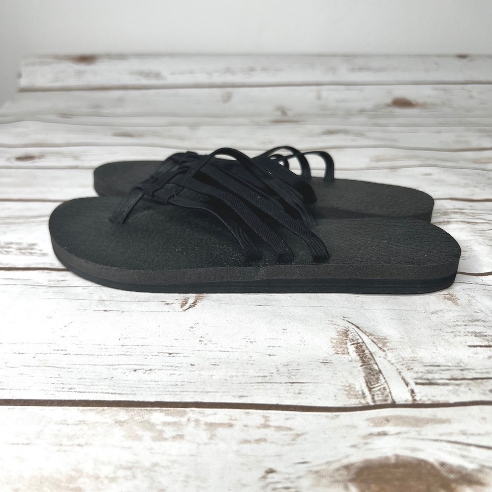 Sanuk Yoga Sling 2 Sandals Black Stretch Strap Yoga Mat‎ Footbed Size 7